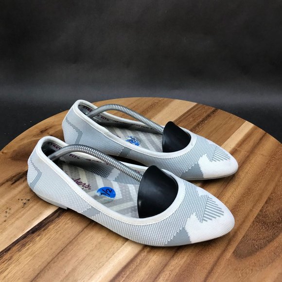 Skechers Cleo Bewitched Gray White Knit Pointed Toe Flats Slip On Womens Sz 7.5 - Picture 1 of 7